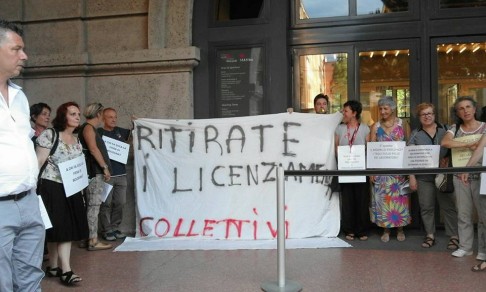 Protesta al MamBo (foto da twitter @BolognaFiere123)